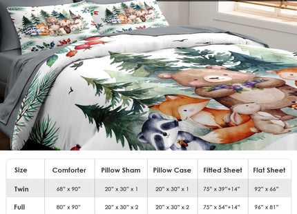 Pamnest Full Comforter Set with Sheets, 7 Pieces Woodland Animal Bedding