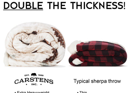 Carstens, Inc. Ultra Premium Super Soft Plush Sherpa Fleece Oversized Throw Blanket 54" x 68", Pinecone