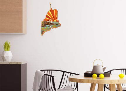 Totally Bamboo Maine State Shaped Cutting Board, Summer Stokes Art