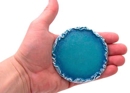 Blue Sea Turtle with Wave Design Coaster Set, Nautical Décor, Set of 4 Coasters, 5.25 Inches