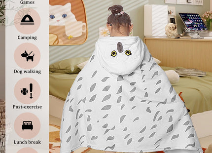Wearable Blanket Hoodie, Snowy Owl Oversized Hooded Blanket, Soft Sherpa Blanket Owl Gift for Birthday Christmas