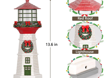 13.6" Lighthouse Snow Globe, Christmas Snow Globes Musical Lighted Glitter, Christmas Decorations USB and Battery Operated Lantern with Music, Xmas Decor for Home,Red Roof
