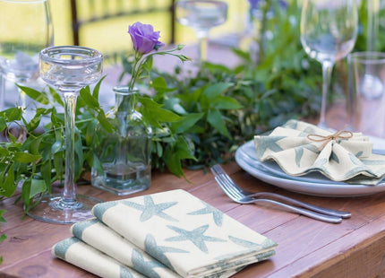 Funnymoom 12 Pcs Blue Starfish Cloth Napkins, Beach Ocean Coastal Reusable