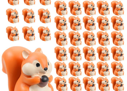 FCKLVMC 50 Pcs Mini Squirrel Figurines, 2.1 x 1.4cm Resin Squirrel Decor Bulk