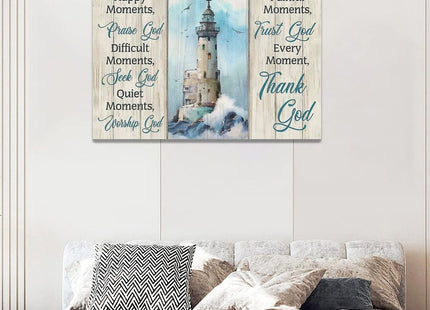 Ocean Lighthouse Wall Art Nautical Coastal Lighthouse Pictures Wall Decor Christian Quotes Religious Canvas Painting Prints Modern Artwork Home Decor for Bathroom Bedroom Office Living Room 24"x16"