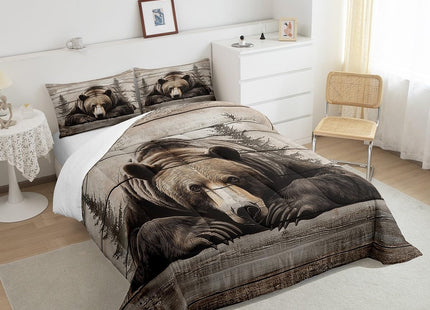 Erosebridal Grizzly Bear Bedding Set Twin Hunting Bear Comforter Set