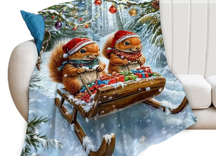 Estused Christmas Squirrel Blanket Squirrel Throw Stuff Gifts 50"x40"