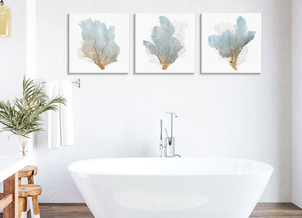 JAPO ART Delicate Coral Wall Decor for Bedroom Coastal Wall Art Home Decor Framed Sea Fan Pictures Nautical Prints Artwork for Bathroom Bedroom 16"x16"x3pcs
