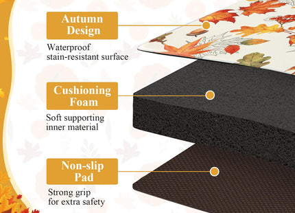 SHACOS Fall Anti Fatigue Kitchen Mats Orange Maple & Acorn 17x27.5+17x47