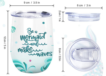 NymphFable 12 oz Mermaid Insulated Stainless Steel Tumbler with Straw Lid