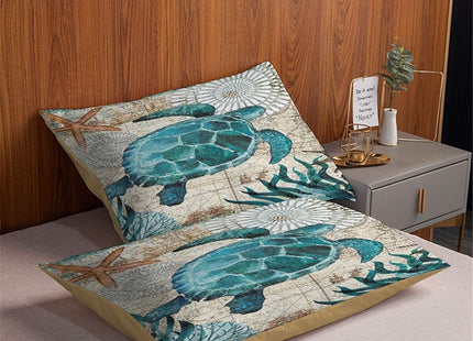 MUSOLEI Ocean Comforter Set Turtle Comforter Set, Sea Turtle Bedding Collections Soft for Teen Boys Turquoise Ocean Themed Mediterranean Style Printed Design Quilt Set Twin Size Comforter Sets（Twin）