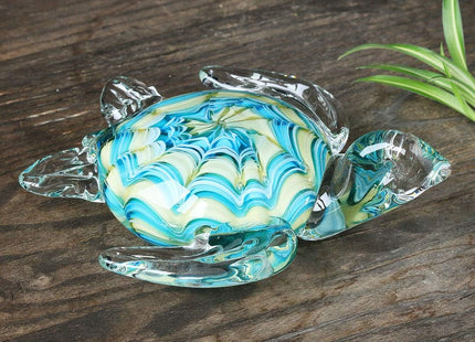 QFkris 6" Blown Glass Sea Turtle Figurine