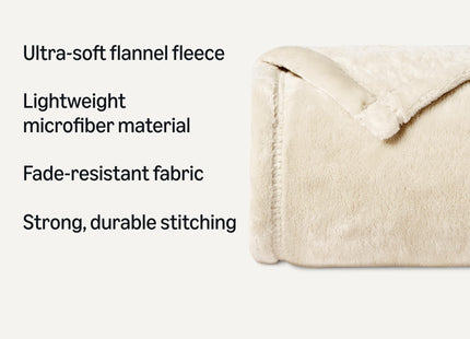 Amazon Basics Soft Fleece Throw Blanket, Cozy Warm Blanket for Couch & Sofa, 50 x 60 Inches, Beige