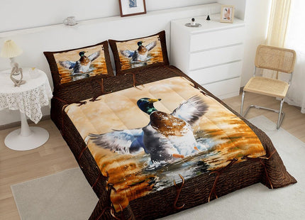 Erosebridal Mallard Duck Comforter Full Hunting Bedding Set, Cute Animal Down Comforter Rustic Farmhouse Lake House Bed Set, Wild Duck Quilted Duvet Hunter Gifts Bedroom Decor Cozy 3pcs
