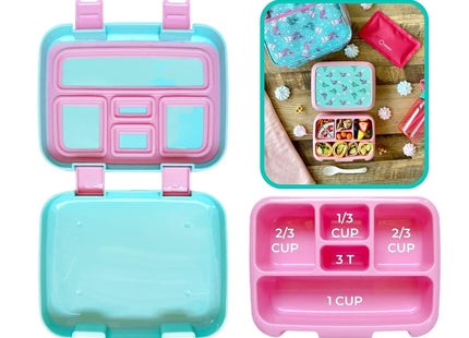 kinsho Bento Lunch Box Set with Thermo Bag & Ice Pack Pink Aqua Cat Mermaid