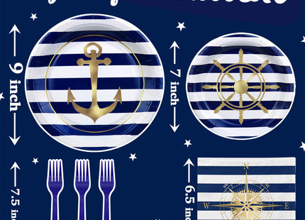 Nautical Party Plates and Napkins - Sail Boat Party Decorations - Nautical Party Tableware - Sail Boat Party Favors - Nautical Party Supplies Serves 20 Guests