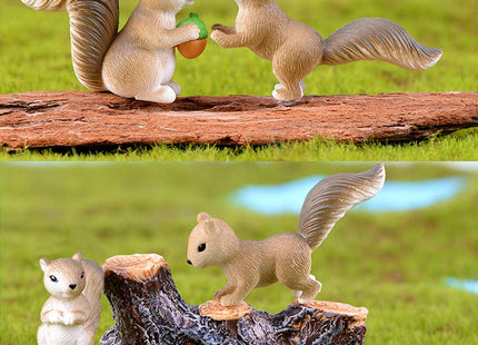 8 Pcs Squirrel Figures Animal Character Toys Cake Toppers, Squirrel Fairy Garden Miniature Figurines Collection Playset Christmas Birthday Gift Desk Decorations