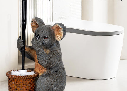 Whimsical Koala Toilet Brush Holder Set - Unique Cub Shape Decorative Bathroom Cleaning Kit for Cabin Owners, Koala-Themed Home Decor, Cozy Cabin Gifts