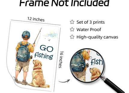 HQQUCC Fishing Canvas Wall Art, 3 Piece, 12x16 Inch