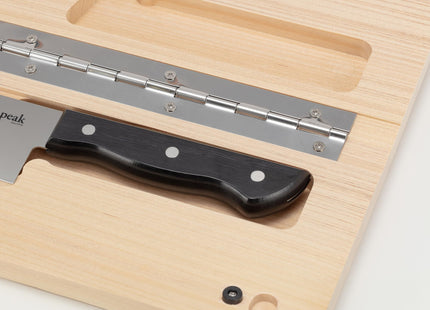 Snow Peak Cutting Board and Knife Set, Chopping Block, Foldable, Natural Birch Wood, Stainless Steel Knife, Camping, Picnic, Large