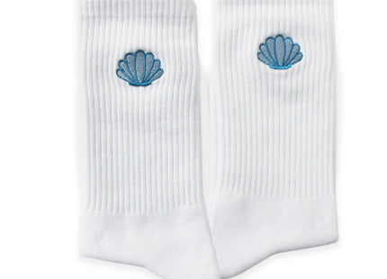 KGHYT Cute Seashell Crew Socks, Embroidered Beach Socks, Coastal Gifts