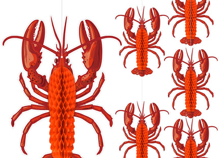 Jetec 6 Pcs Tissue Crab Lobster Honeycomb Centerpiece Hanging Crab Lobster Party Decorations Table Decor for Summer Sea Animal Beach Birthday Party Supplies(Lobster)