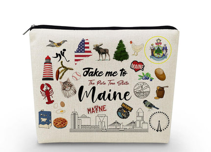 YULUENZE Take Me To Maine Print Canvas Cosmetic Bag