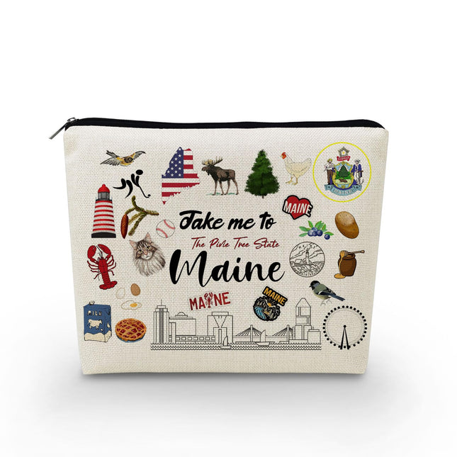 YULUENZE Take Me To Maine Print Canvas Cosmetic Bag