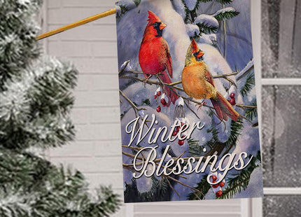 Furiaz Winter Blessings Cardinal Large Decorative House Flag