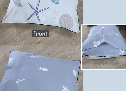 FADFAY Beach Comforter Set King 3Pcs Ocean Coastal Quilt 100% Cotton Fabric & Microfiber Filled Summer Nautical Bedding Light Blue Cool All Season Lightweight Reversible Down Alternative Duvet Insert