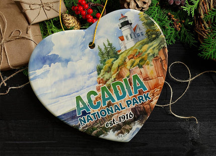 Majestic Acadia National Park Artwork Ornament, Travel Souvenir (Heart)