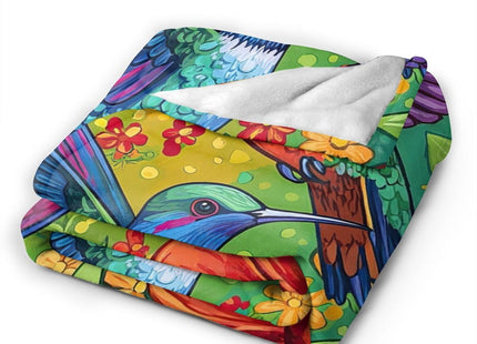 Hummingbird Blanket – Vibrant Floral Hummingbird Gifts for Women, Soft Flannel Decor Blanket for Couch or Room 60"x50"