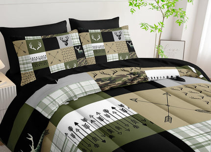 Nttopship Hunting Camo Comforter Sets Bed in A Bag Twin Size 7PCS Red Bedding Set，Deer Hunting Camo Comforter Set,Bed Sheet Set Hunt Deer for Girls Boys Kids,Microfiber Lightweight All Season