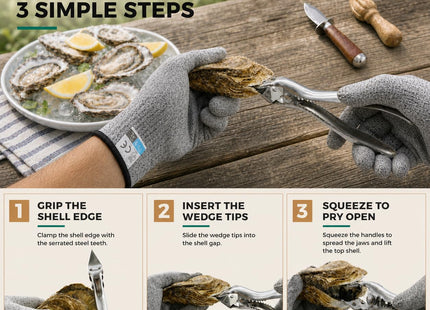 Oyster Shucking Knife Set, Plier + Knife + Level 5 Gloves + Citrus Press