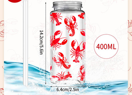 Whaline 20 Pcs Plastic Crawfish Cups with Lids and Straws 13.5 Oz Lobster Clear Party Drinking Cups Crawfish Boil Reusable Tumblers for Seafood Party Birthday Summer Beach