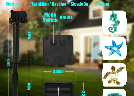 Coastal Solar String Lights Outdoor Garden Lights Marine Life Solar Fairy Garden Lights for Outside 14ft 40LED Waterproof Turtle Seahorse Starfish Clam Beach House Nautical String Lights Yard Decor