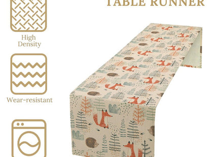 Rustic Forest Animal Table Runner for Kids Woodland Deer Fox Bird Table Runner Farmhouse Country Lodge Cabin Dinner Runner for Home Kitchen Party Holiday 70X13inch