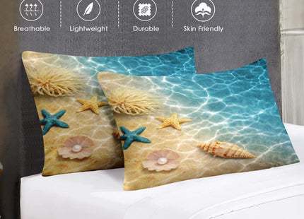 WeCozy Twin Comforter Set, 2 Pieces Beach Ocean Bedding, All Season