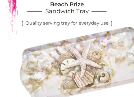 Pimpernel Beach Prize Collection Rectangular Tray – (15.25" x 6.5") Melamine Serving Platter with Seashell Design, Lightweight Kitchen Accessory for Snacks, Drinks, Dining & Entertaining
