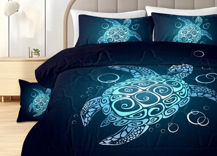 Sleepwish Teal Turquoise Comforter Set Twin Size for Boys Girls 4 Piece Beach Theme Bedding Set Soft Green Sea Turtle Bed Set