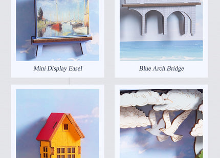 Wowood 3D Wooden Puzzles for Adults - Monet DIY Model Building Kits Ship Crafts with LED Light - Home Decor, Wall Art & Unique Creative Gifts for Art Lovers (Red Sailboat)