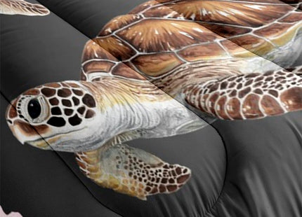CCoutueChen Gray Comforter Set Full Size Ocean Sea Turtle Bedding Set Ombre Grey Pink Cherry Blsosom Bedding for All Season Ultra Soft Lightweight Comforter with 2 Pillowcases