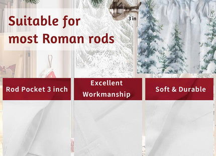 Homechoid Christmas Curtain Valance for Windows/Living Room/Kitchen/Bathroom/Farmhouse, Winter Forest Snowy Pine Tree Short Rod Pocket Tier Curtain Window Treatment Curtains Drape 1 Panel 42x12