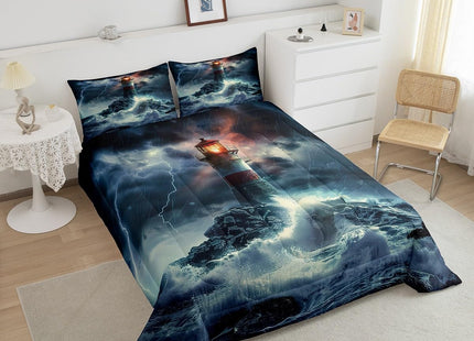 Feelyou Ocean Lighthouse Bedding Set King Size for Kids Teens