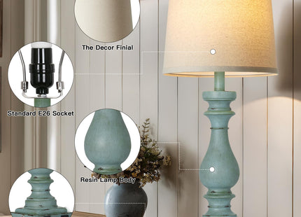 luxeflow Coastal Blue Table Lamp Set of 2,Bedside Lamps for Living Room