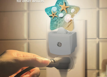 Losthll Starfish Shell Beach Night Light Plug-in Dusk to Dawn Smart Sensor White Led Nightlight for Bedroom Bathroom Kitchen Hallway Stairs Energy Efficient Decor Desk Lamp