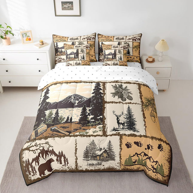 Feelyou Cabin Deer Wild Comforter Set Twin Size Kids Boys Girls