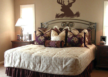 Deer Head Silhouette Buck Hunting Vinyl Wall Decal Sticker Art, Home Decor, Mural