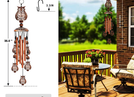 JUNQIU Owl Wind Chimes for Outside, Owl Gifts for Women & Mom, Owl Decor