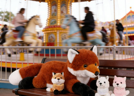 Youthfuljive 4 in 1 Fox Stuffed Animal Plush Set, 19" Large Mommy Red Stuffed Fox Plush Toy with 3 Baby Foxes Fox Plushies Pillow Fox Toys for Girls Boys Kids Birthday Christmas Plush Gifts Decor
